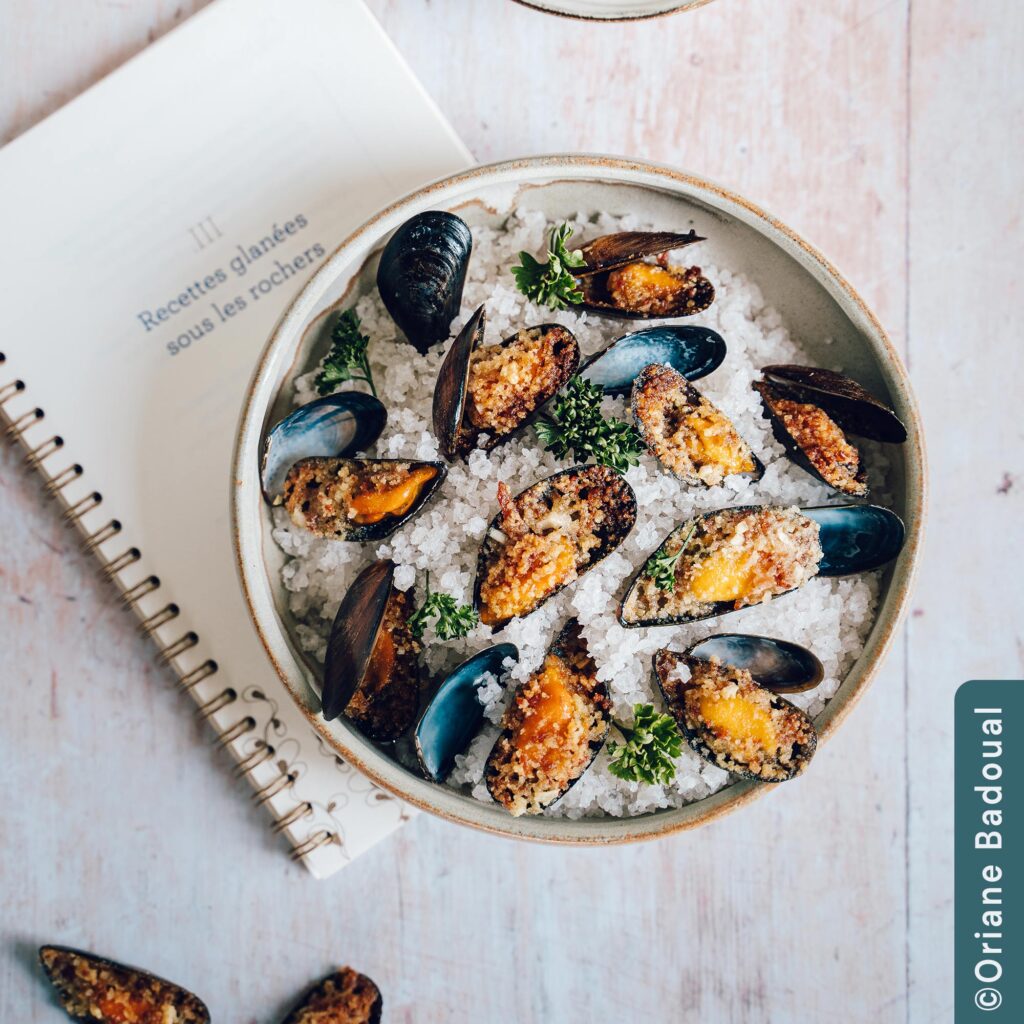 moules gratinees au jambon sec